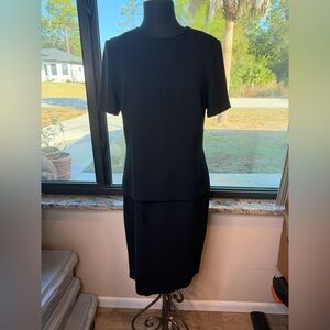 Vintage Oberon Elegant Black Blouse Skirt One Piece Minimalist Dress Large